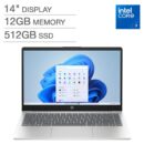 HP Notebook 14-EP1063cl 14.0-inch FHD Display  Intel ®️ Core 3-100U 14th Generation 2.1GHz up to 4.4GHz 12GB DDR4 RAM 512GB PCIe ®️ NVMe M.2 Backlite Keyboard  Windows 11 Home Silver Color