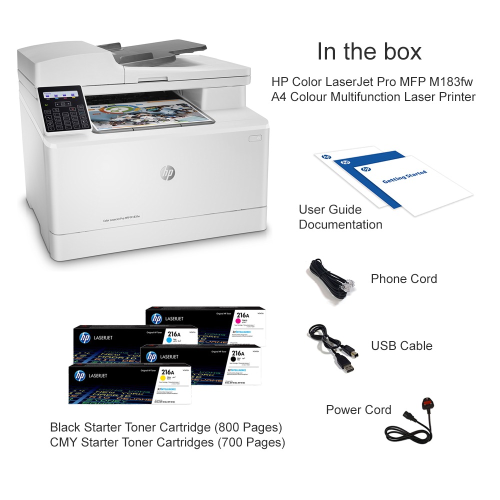 HP Color LaserJet Pro MFP M183FW (Wireless, Print, Copy, Scan, Fax)