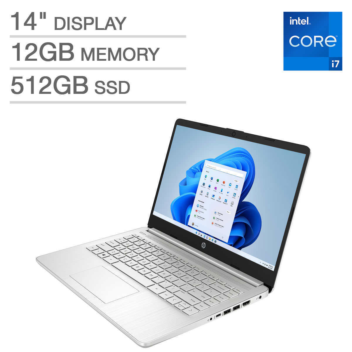 HP NoteBook 14-dq4045cl (2021 Model) 14 FHD Display, Intel Core i7-1195G7 11th Gen, 12GB RAM, 512GB M.2 SSD, Backlite Keyboard, Windows 11 Home