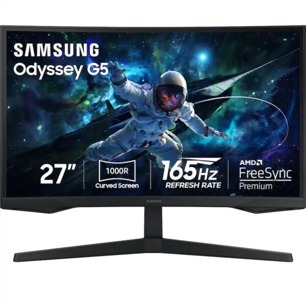 Samsung 27″ Odyssey G5 (S27CG556EN) QHD (2560 x 1440), 1000R, 165Hz Curved Gaming Monitor – AMD FreeSync